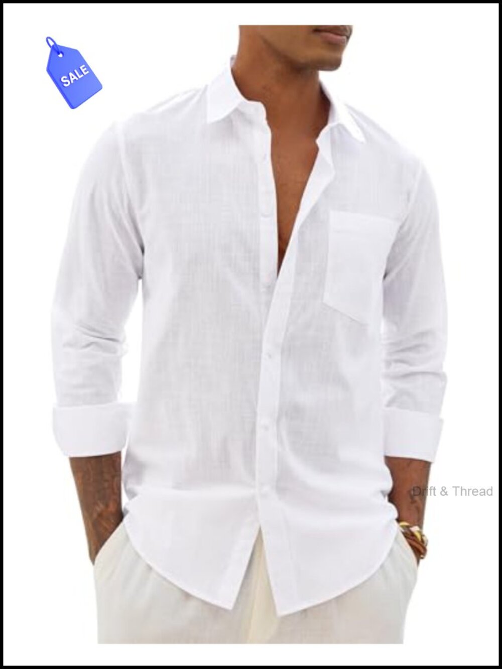 Mens Linen Textured Button Down Shirt Long Sleeve Beach Casual Top